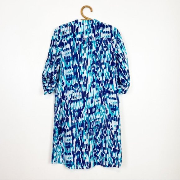 Tommy Bahama | Watercolour Print Button Front Shirt Dress Roll Tab Sleeve Size S - Picture 5 of 9